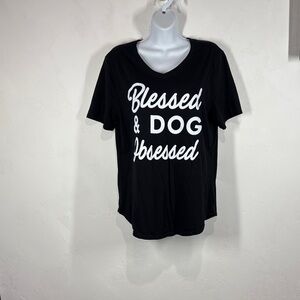 Awake Blessed & Dog Obsessed Black T-Shirt size XL